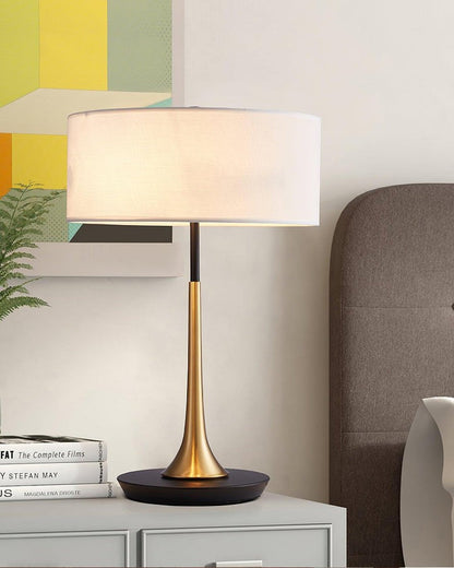 Black & Gold Table Lamp with White Shade