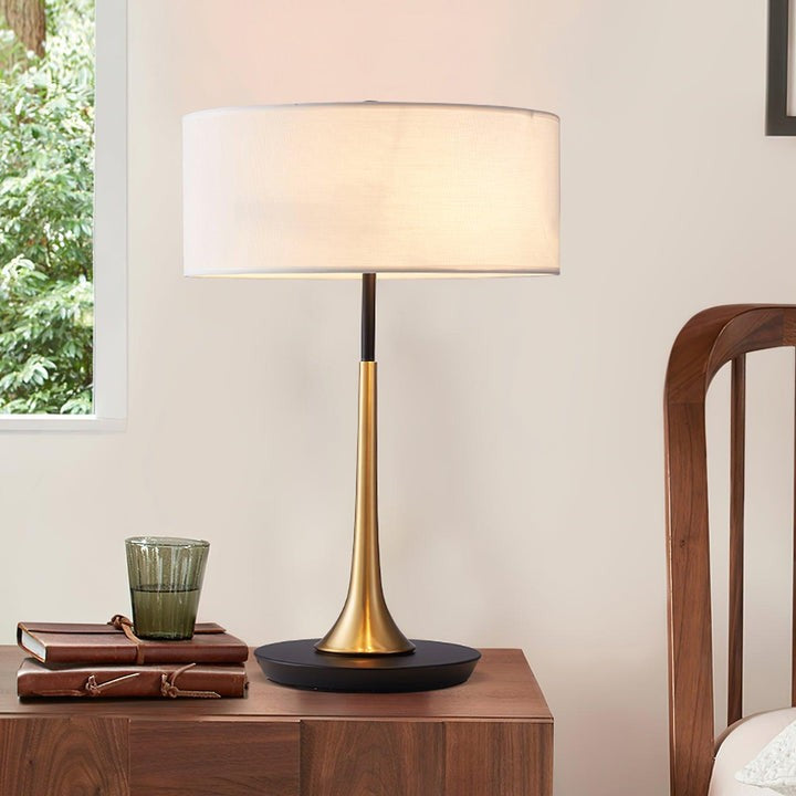Black & Gold Table Lamp with White Shade