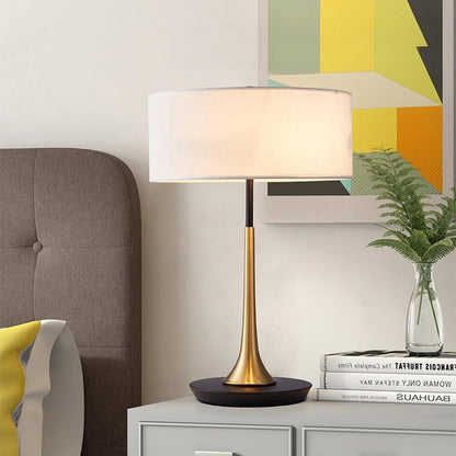 Black & Gold Table Lamp with White Shade