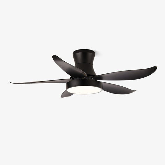 Black Wave-Blade LED Ceiling Fan Light with Remote Control