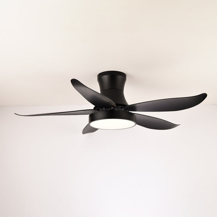 Black Wave-Blade LED Ceiling Fan Light with Remote Control