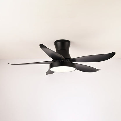 Black Wave-Blade LED Ceiling Fan Light with Remote Control
