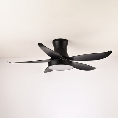 Black Wave-Blade LED Ceiling Fan Light with Remote Control