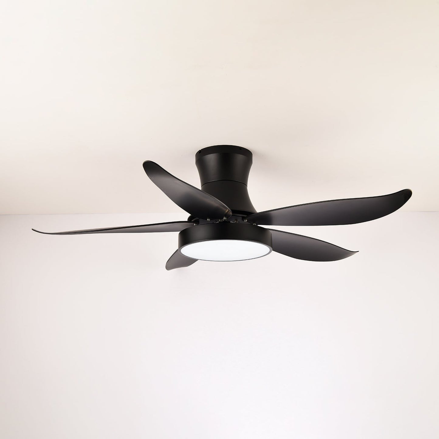Black Wave-Blade LED Ceiling Fan Light with Remote Control