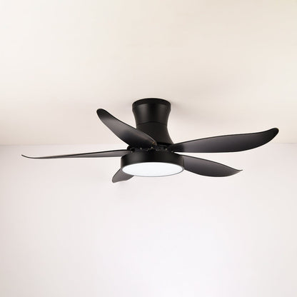 Black Wave-Blade LED Ceiling Fan Light with Remote Control