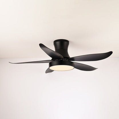 Black Wave-Blade LED Ceiling Fan Light with Remote Control