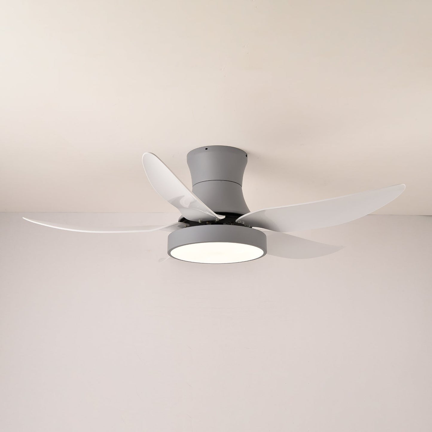Black Wave-Blade LED Ceiling Fan Light with Remote Control