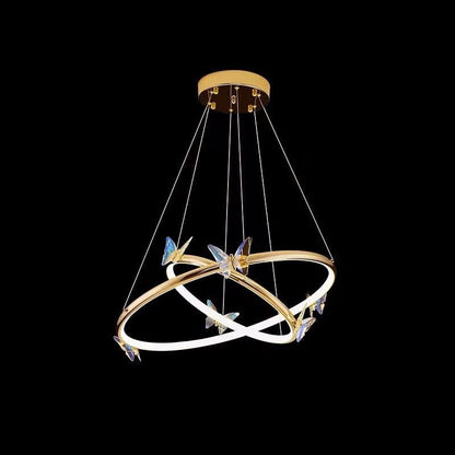 Blue Butterfly LED Crystal Ceiling Chandelier