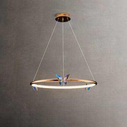 Blue Butterfly LED Crystal Ceiling Chandelier