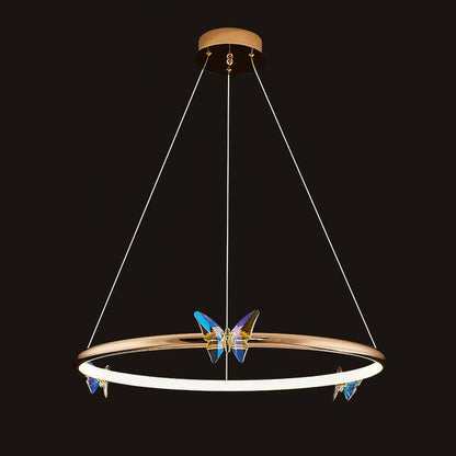 Blue Butterfly LED Crystal Ceiling Chandelier