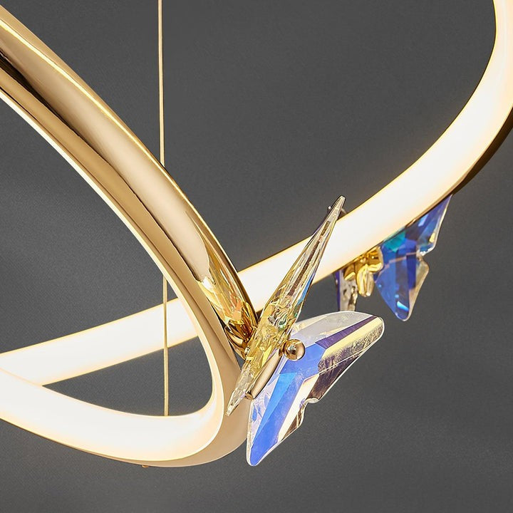 Blue Butterfly LED Crystal Ceiling Chandelier
