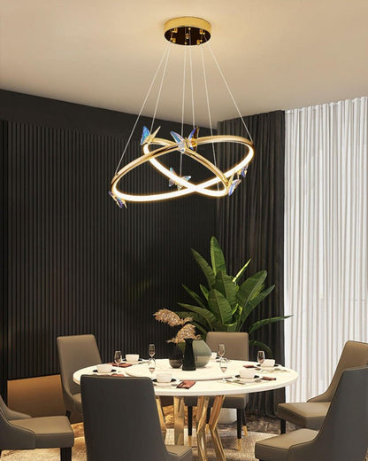 Blue Butterfly LED Crystal Ceiling Chandelier