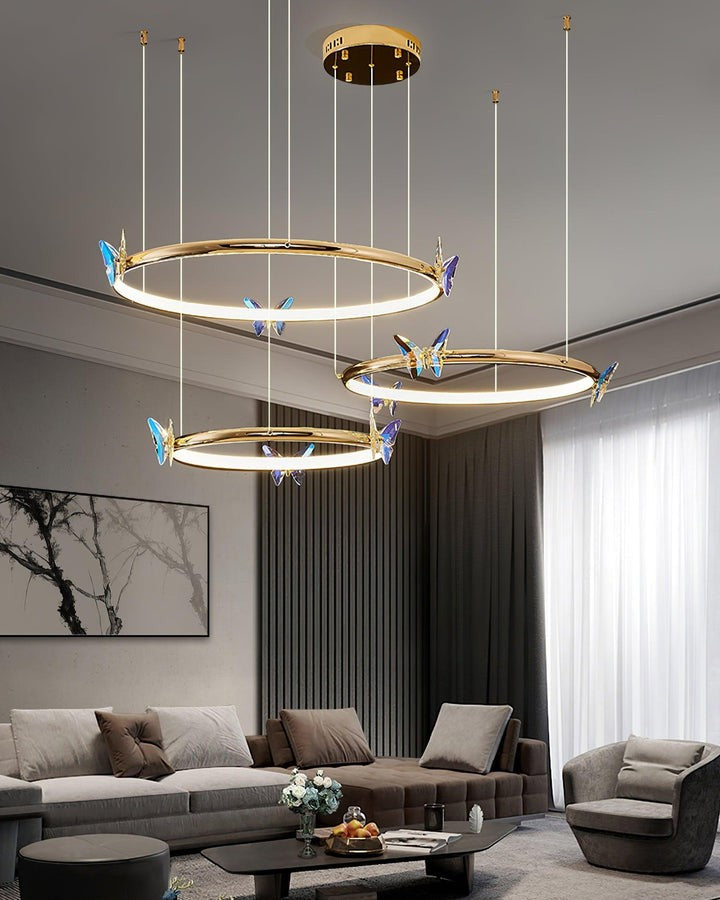 Blue Butterfly LED Crystal Ceiling Chandelier