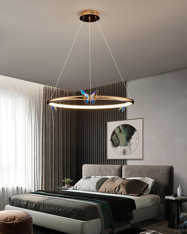 Blue Butterfly LED Crystal Ceiling Chandelier