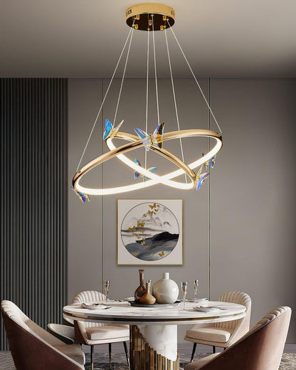 Blue Butterfly LED Crystal Ceiling Chandelier