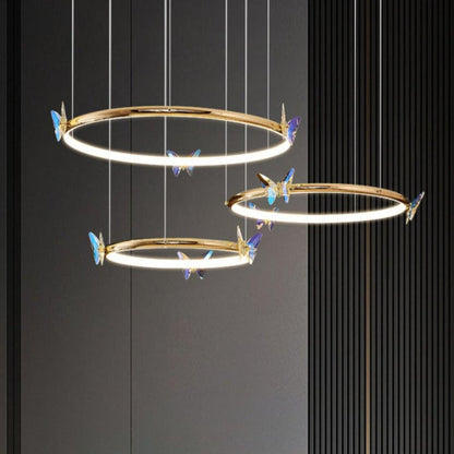 Blue Butterfly LED Crystal Ceiling Chandelier