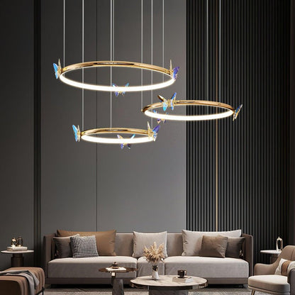 Blue Butterfly LED Crystal Ceiling Chandelier