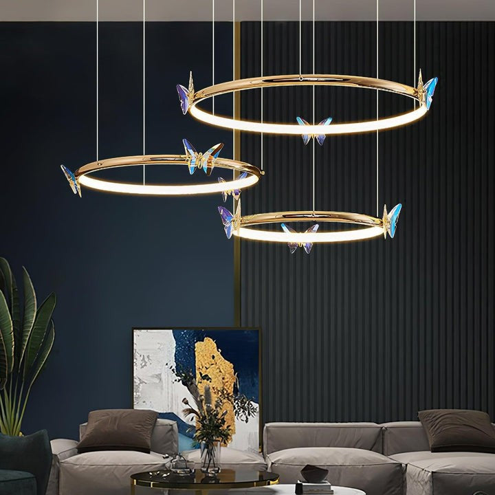 Blue Butterfly LED Crystal Ceiling Chandelier