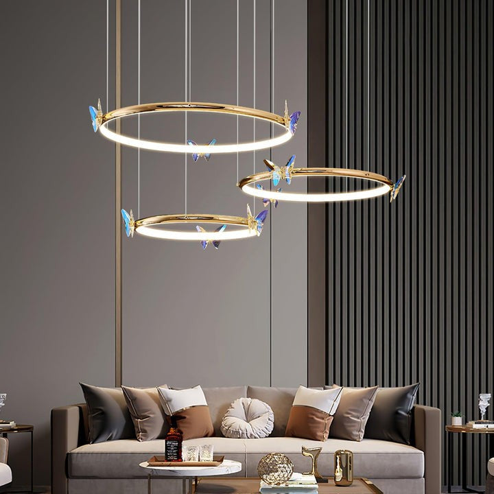 Blue Butterfly LED Crystal Ceiling Chandelier