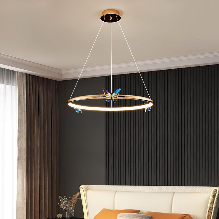 Blue Butterfly LED Crystal Ceiling Chandelier