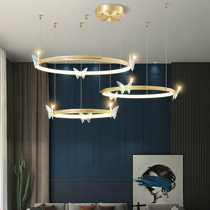 Blue Butterfly LED Crystal Ceiling Chandelier