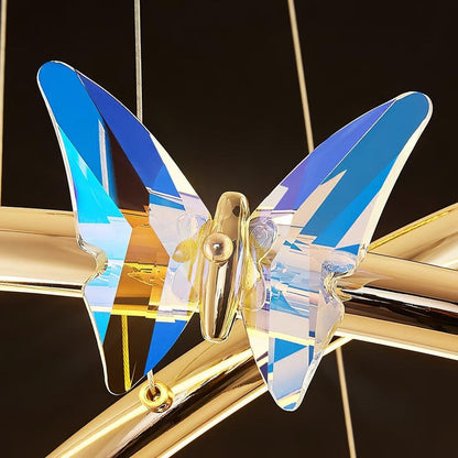 Blue Butterfly LED Crystal Ceiling Chandelier