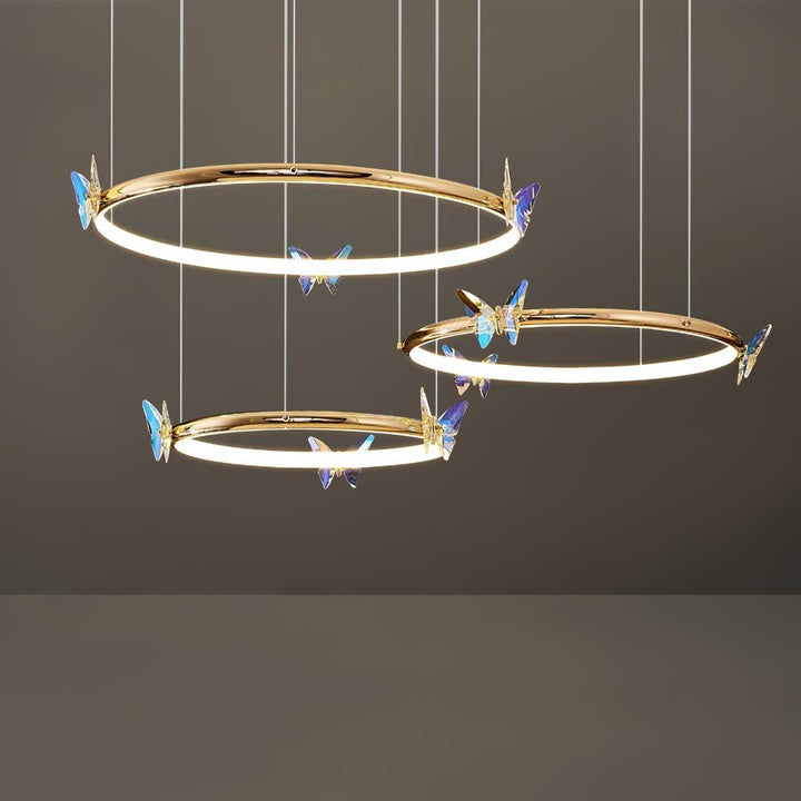 Blue Butterfly LED Crystal Ceiling Chandelier