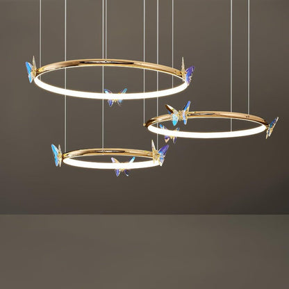 Blue Butterfly LED Crystal Ceiling Chandelier