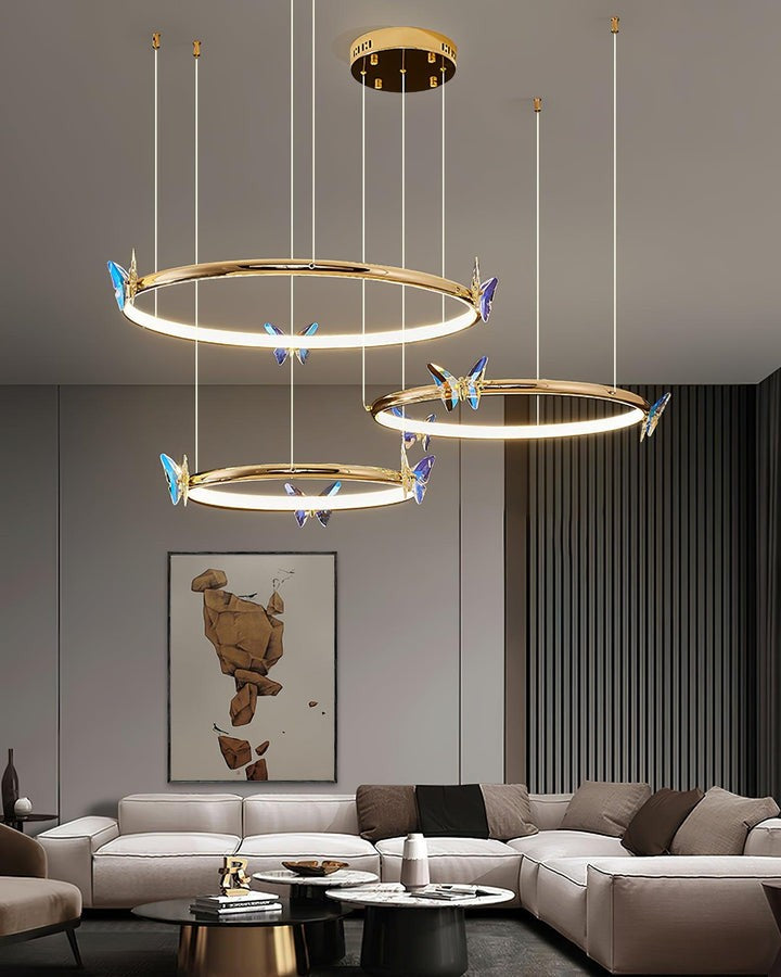 Blue Butterfly LED Crystal Ceiling Chandelier