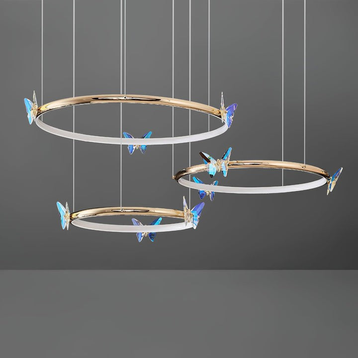 Blue Butterfly LED Crystal Ceiling Chandelier
