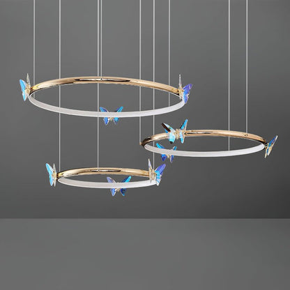 Blue Butterfly LED Crystal Ceiling Chandelier