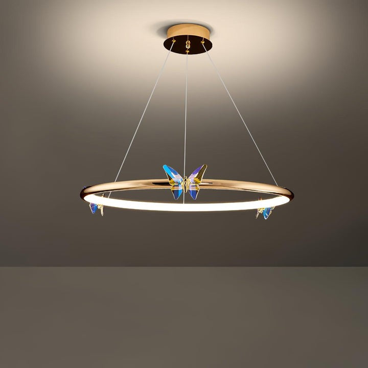 Blue Butterfly LED Crystal Ceiling Chandelier