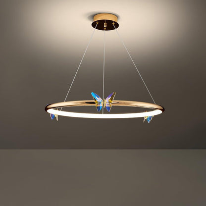 Blue Butterfly LED Crystal Ceiling Chandelier