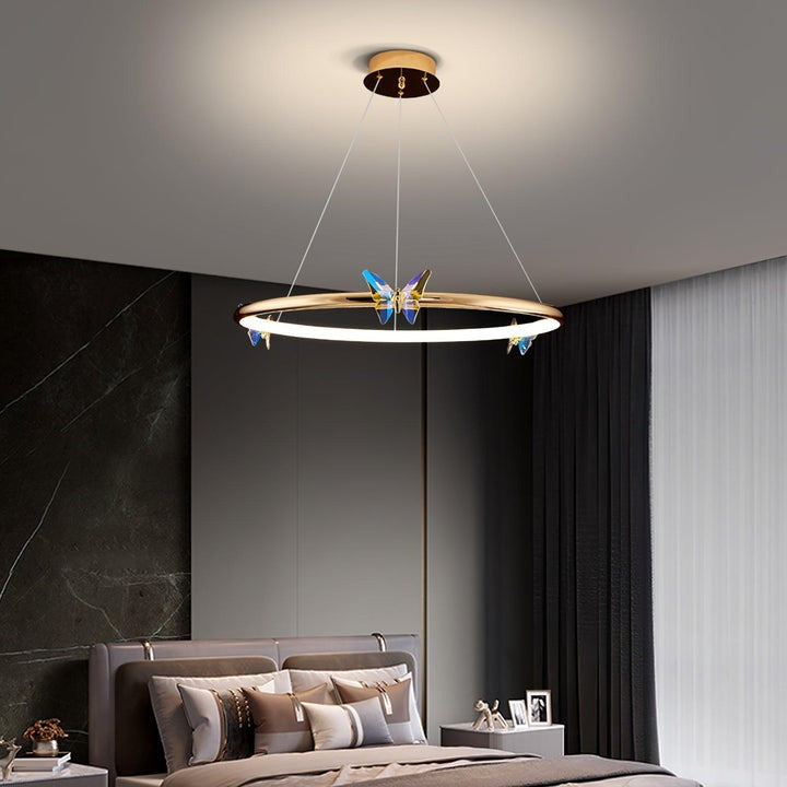 Blue Butterfly LED Crystal Ceiling Chandelier