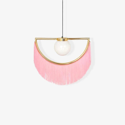 Bohemian Fringe Tassel Pendant Light with Geometric Frame
