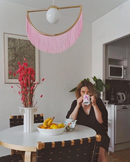 Bohemian Fringe Tassel Pendant Light with Geometric Frame