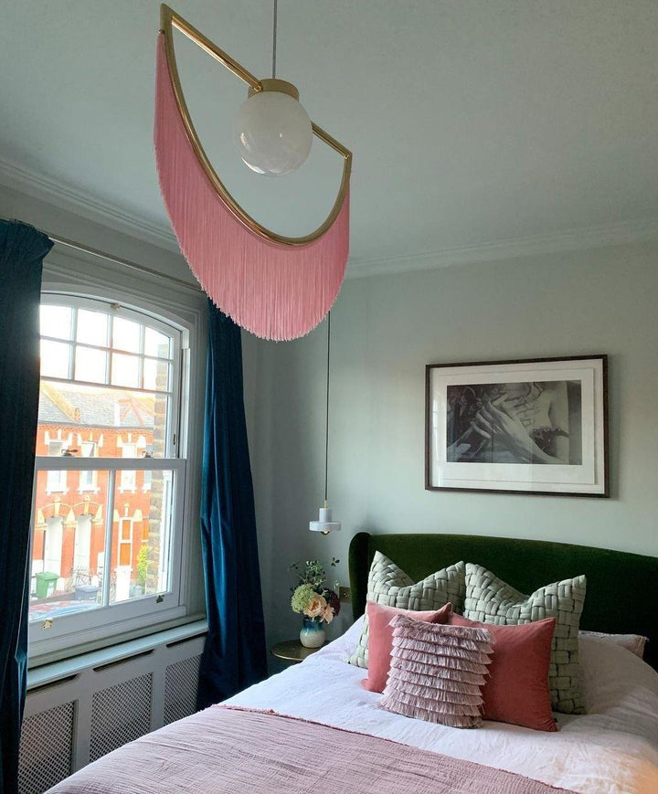 Bohemian Fringe Tassel Pendant Light with Geometric Frame