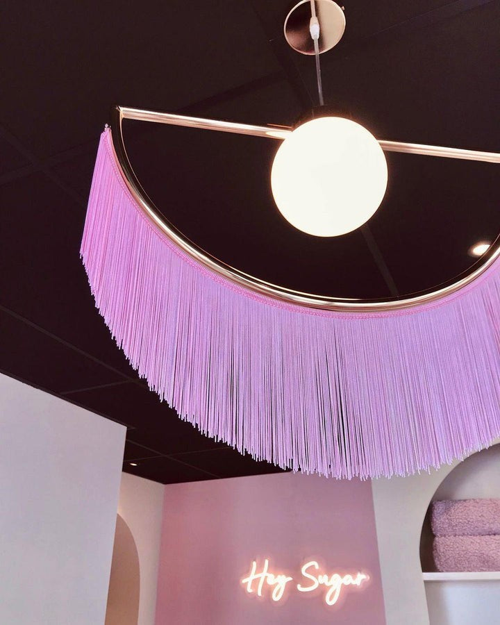 Bohemian Fringe Tassel Pendant Light with Geometric Frame