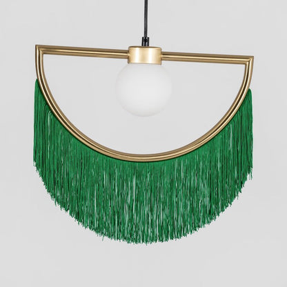 Bohemian Fringe Tassel Pendant Light with Geometric Frame