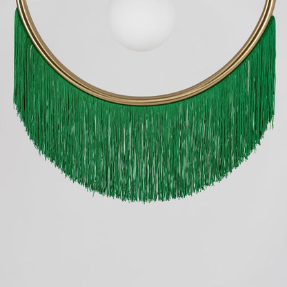 Bohemian Fringe Tassel Pendant Light with Geometric Frame