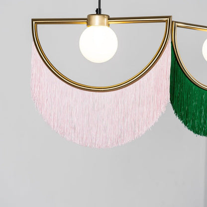 Bohemian Fringe Tassel Pendant Light with Geometric Frame