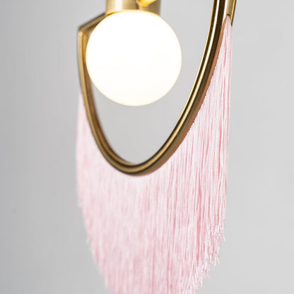 Bohemian Fringe Tassel Pendant Light with Geometric Frame