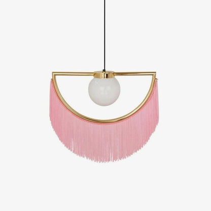 Bohemian Fringe Tassel Pendant Light with Geometric Frame
