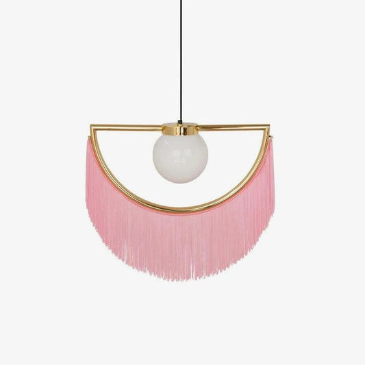 Bohemian Fringe Tassel Pendant Light with Geometric Frame