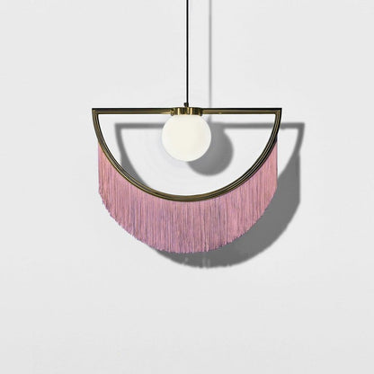 Bohemian Fringe Tassel Pendant Light with Geometric Frame