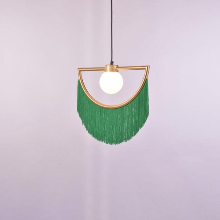 Bohemian Fringe Tassel Pendant Light with Geometric Frame