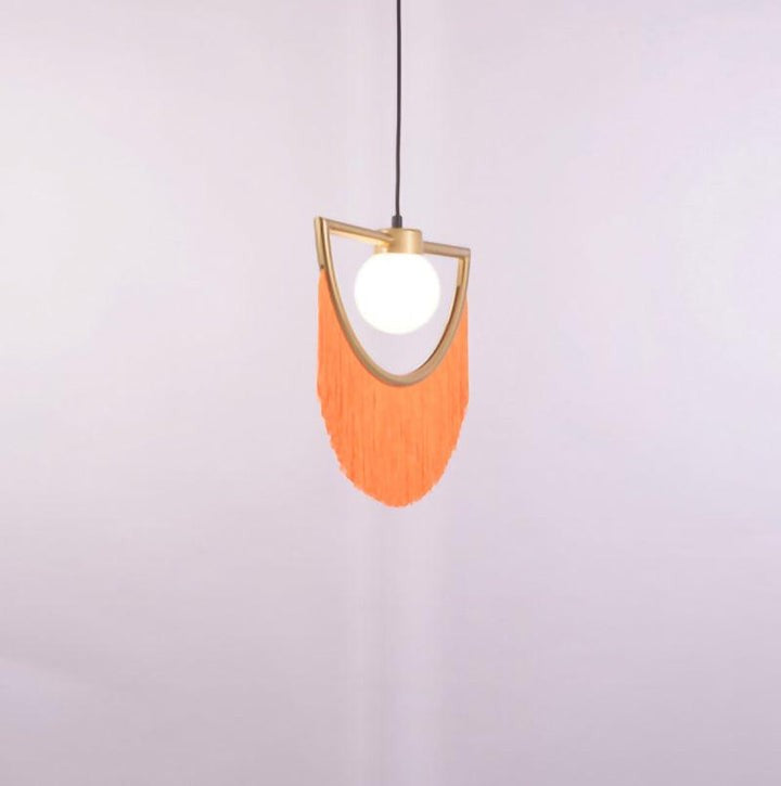 Bohemian Fringe Tassel Pendant Light with Geometric Frame