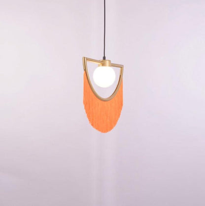 Bohemian Fringe Tassel Pendant Light with Geometric Frame