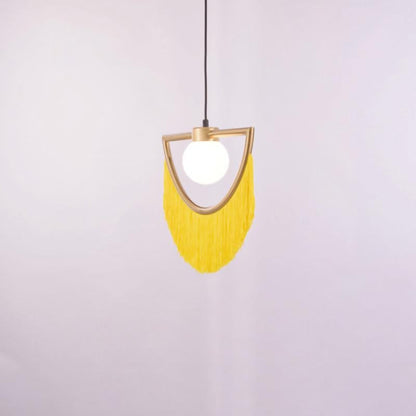 Bohemian Fringe Tassel Pendant Light with Geometric Frame