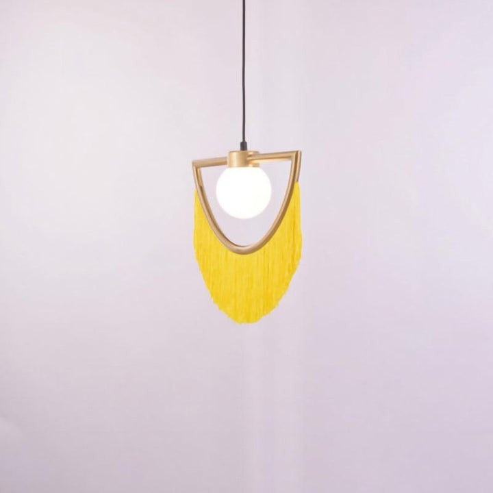 Bohemian Fringe Tassel Pendant Light with Geometric Frame